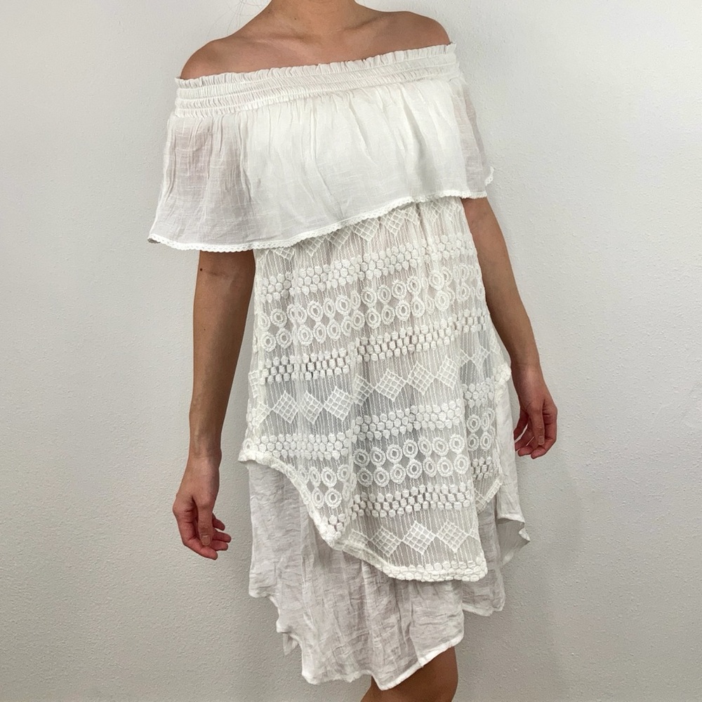 Disney Alice Through The Looking Glass White Crochet Shift Dress Sz XS